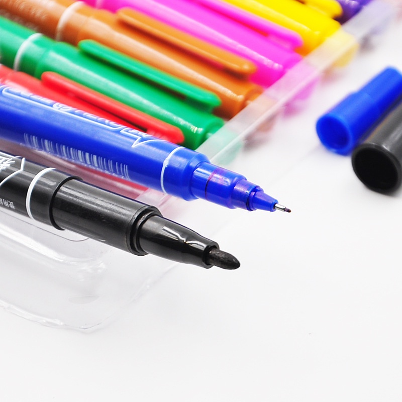 Bút lông dầu - Bút dạ kính viết đĩa CD Mo120 cao cấp màu 12 màu-2 đầu - không xóa được dùng cho văn phòng Trường học