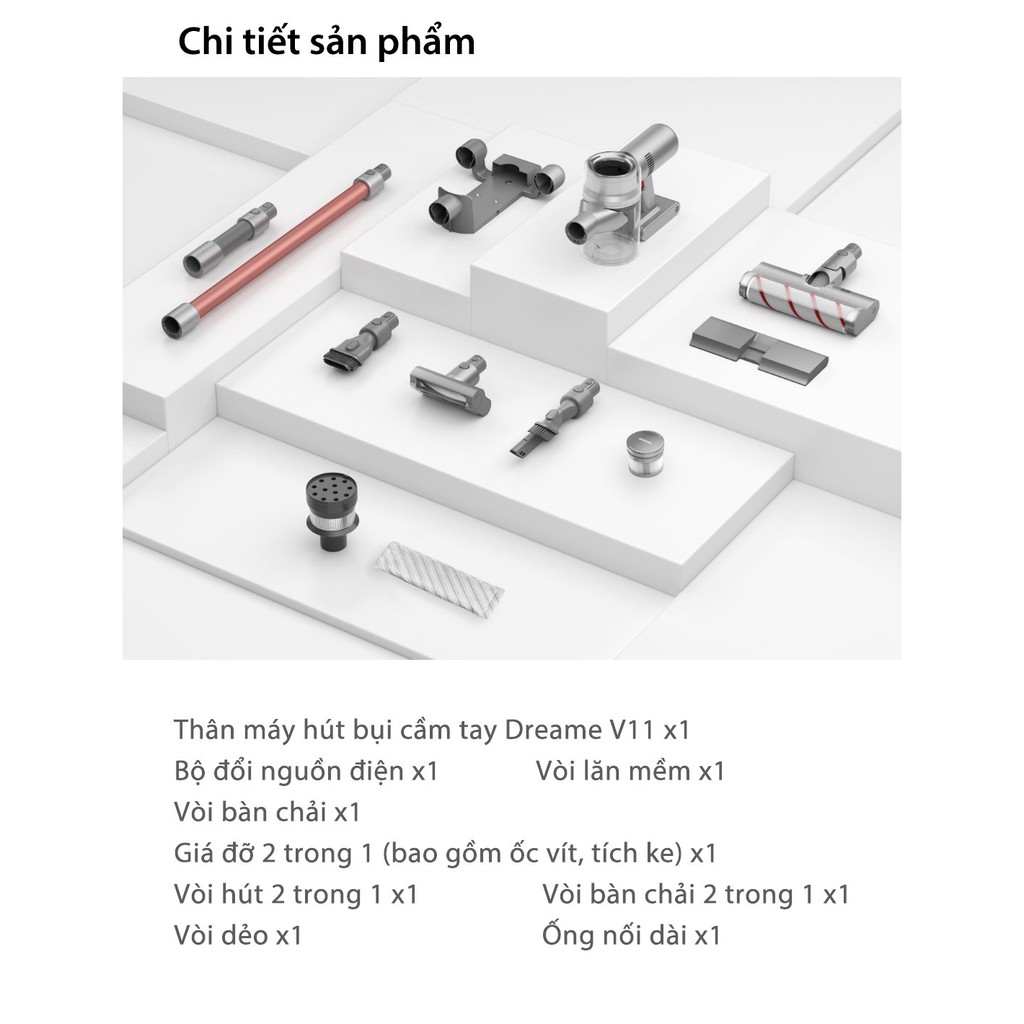 Máy hút bụi cầm tay Dreame V11 - Lực hút cực mạnh 25000Pa, công nghệ giảm tiếng ồn, lọc sạch bụi mịn, động cơ siêu nhẹ