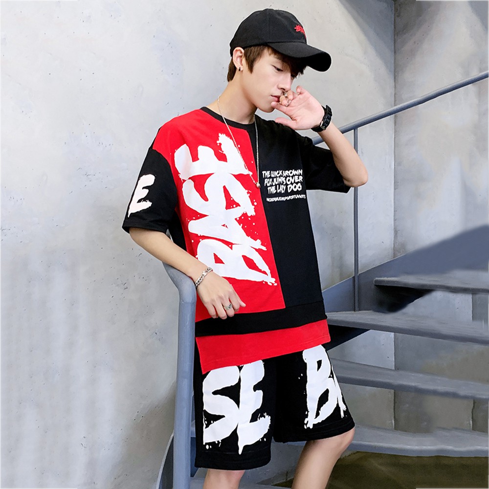 Bộ Quần Áo Thun Nam Thể Thao Mùa Hè Thể Thao Tay Ngắn Kết Hợp Quần Short BASE SET NAM 90000107C2