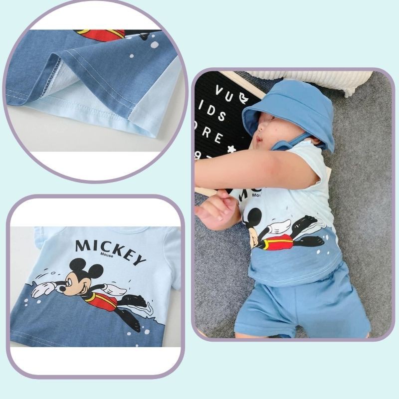 Đồ bộ cho bé trai bé gái chất cotton in hình chuột mickey năng động JIMADO AA565696