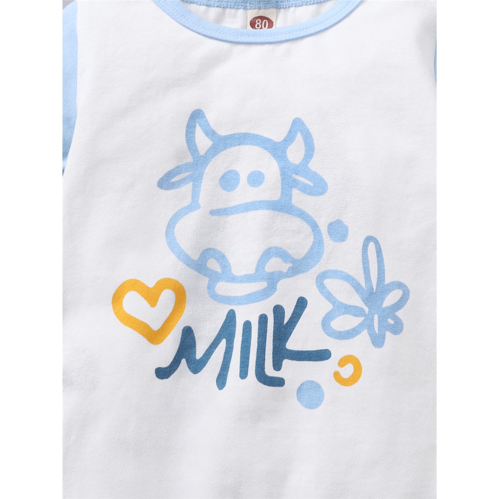 Áo liền quần MIKRDOO tay ngắn in hình hà mã sữa thời trang mùa hè cho bé trai 0-18 tháng tuổi