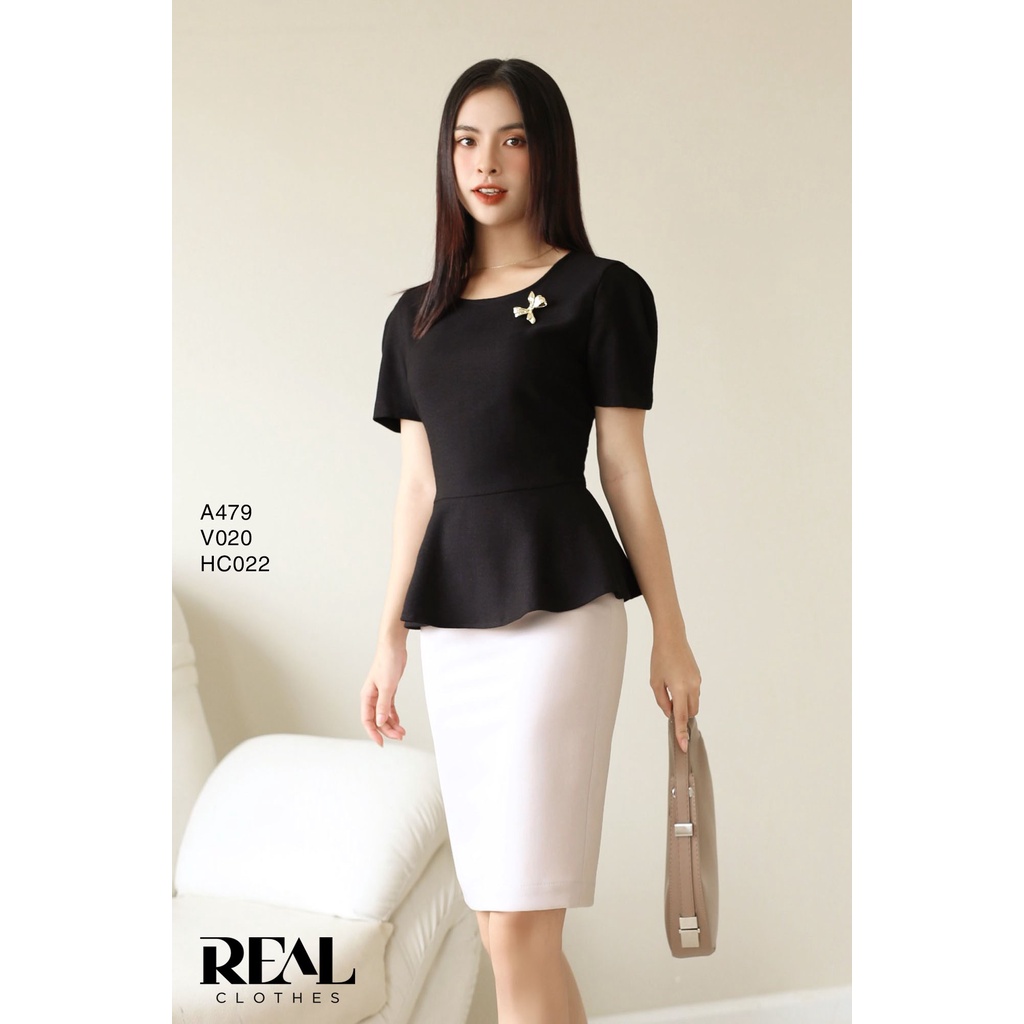 Áo peplum đen_REAL