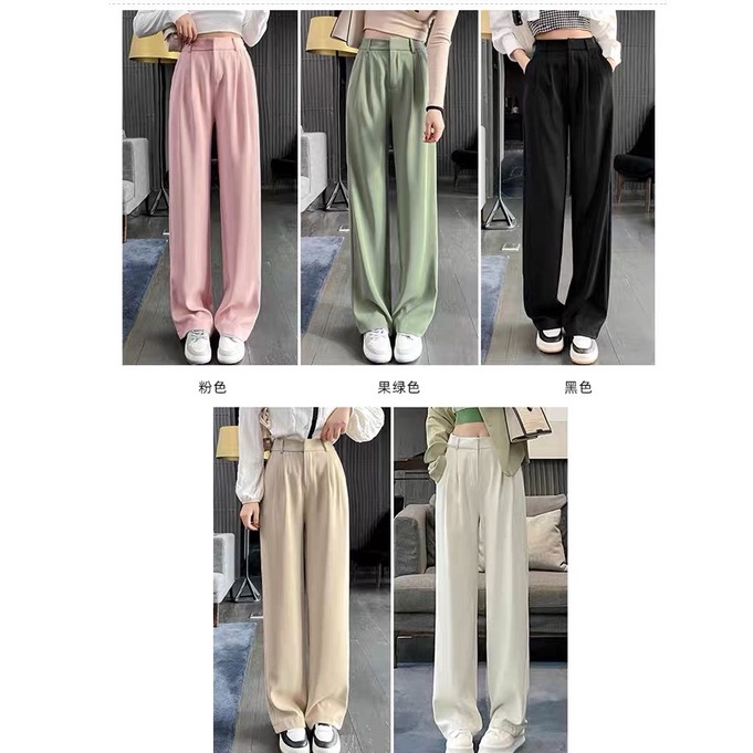 Quần ống rộng nữ lưng cao xuông dài, Quần vải culottes nữ dài mẫu mới