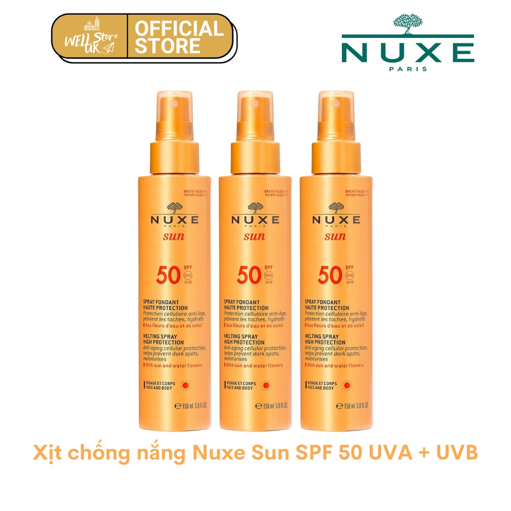 Xịt Chống Nắng Face &amp; Body Nuxe Spray 50 SPF 150ml