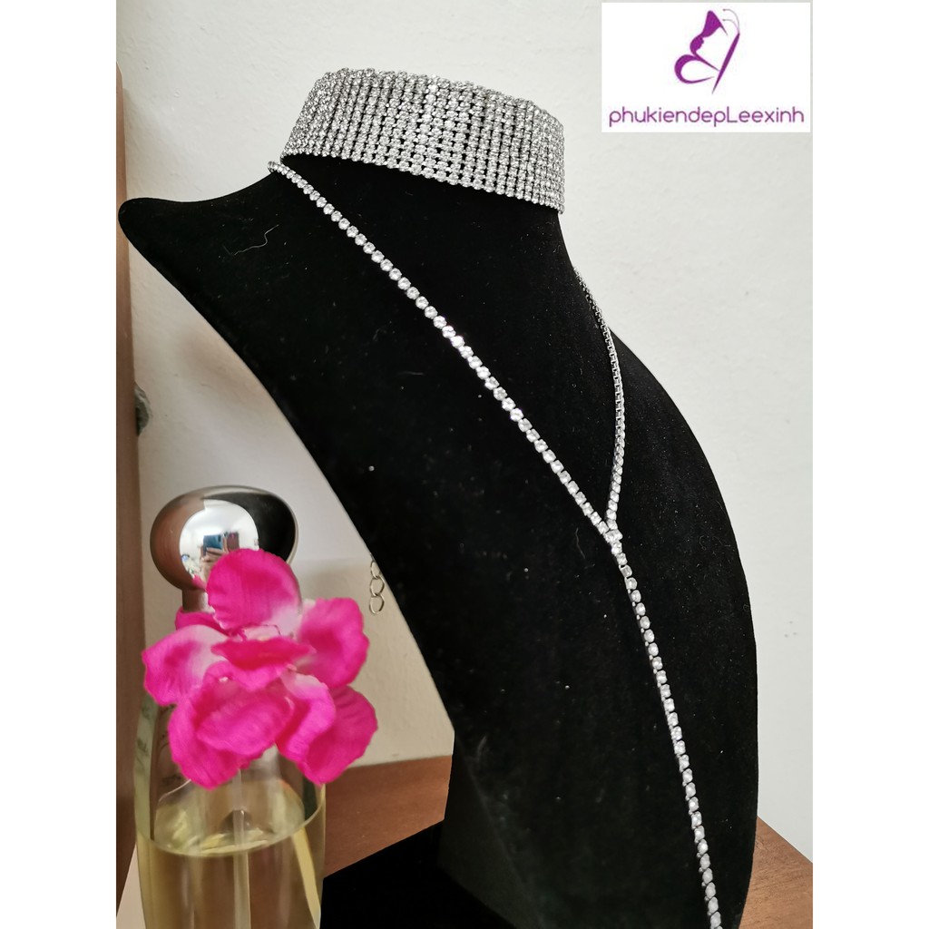 Vòng cổ choker sang chảnh 2 tầng đính đá lấp lánh