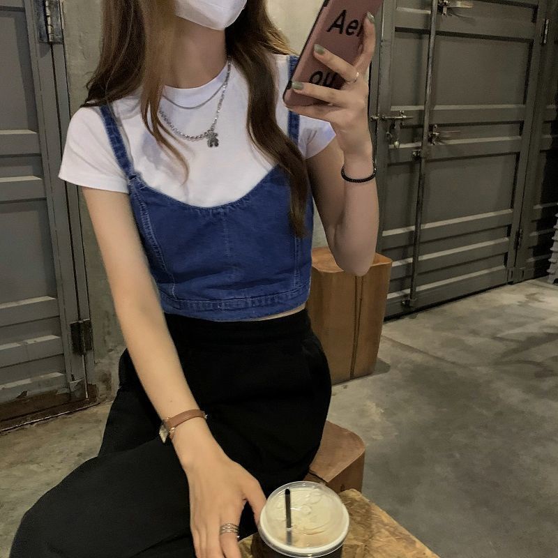 Áo yếm 2 dây bò jean kiểu dáng cơ bản Sherry Cabinet