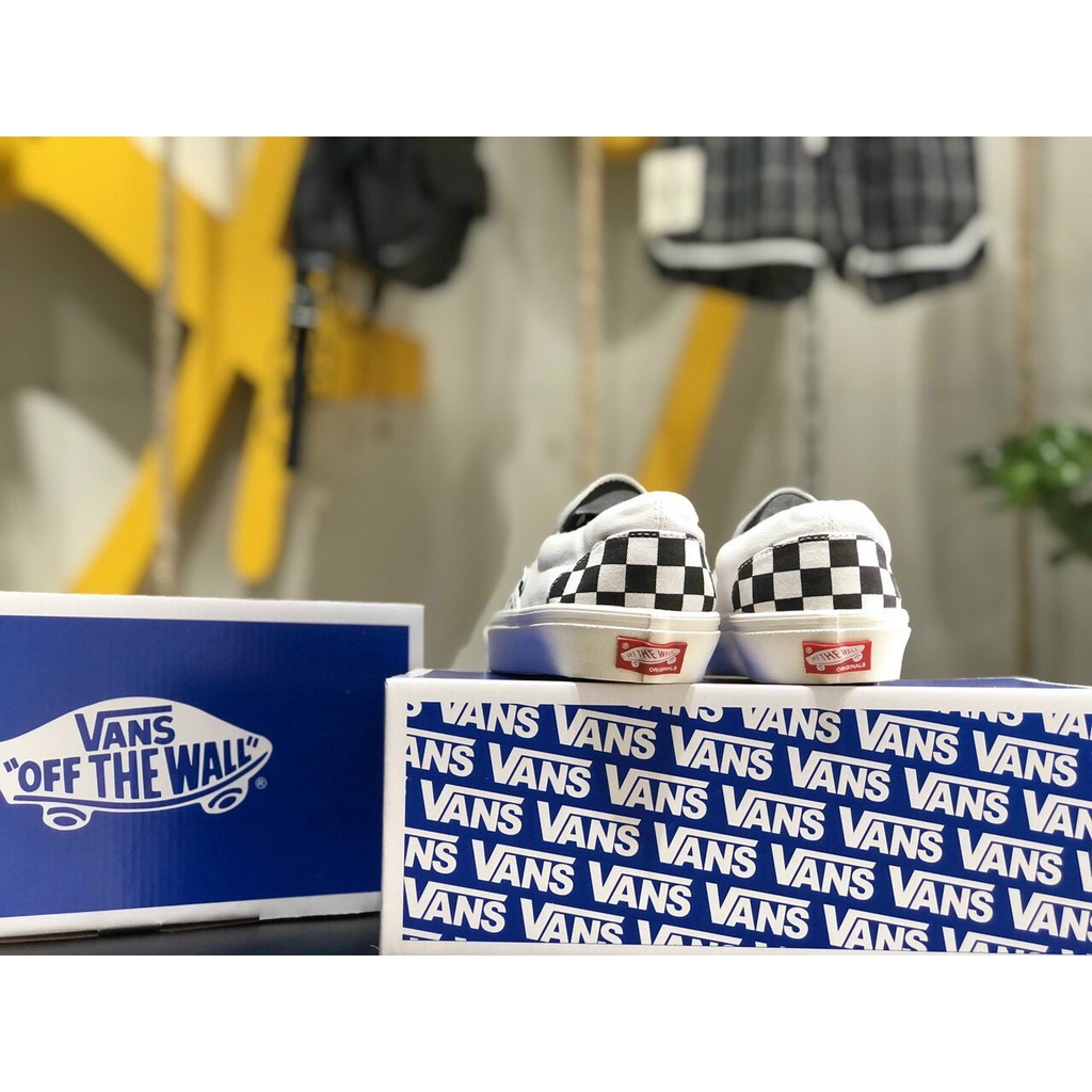 Giày Sneaker Vans Slip On Caro Fullbox, Giày thể thao nam nữ vans lười caro.