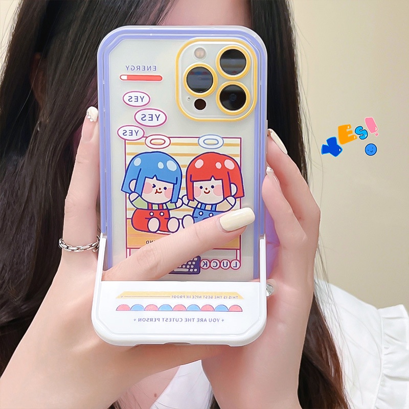 Ốp Điện Thoại Kèm Giá Đỡ Tàng Hình Họa Tiết Hoạt Hình Cho Iphone13Promax / 12Pro / Creative 11 / 6 / 7 / 8 / PLUS