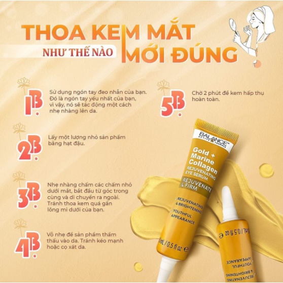 Kem mắt chống lão hóa Balance Gold + Marine Collagen Rejuvenating Eye Serum 15ml [NHẬP KHẨU CHÍNH HÃNG 100%]