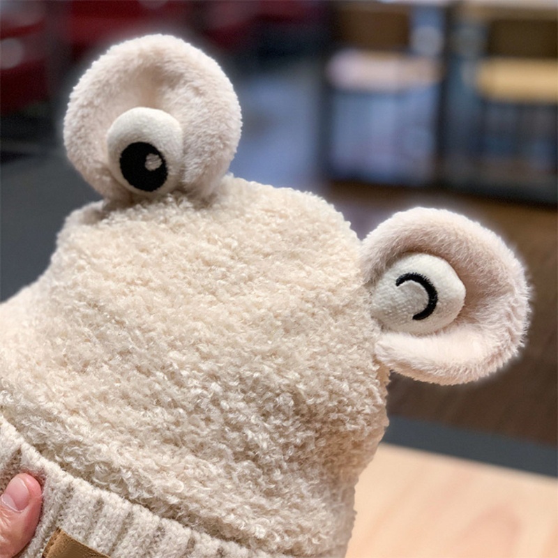 Mũ Len Dệt Kim Đính Tai Ếch Dễ Thương Bảo Vệ Tai Chống Gió Unis