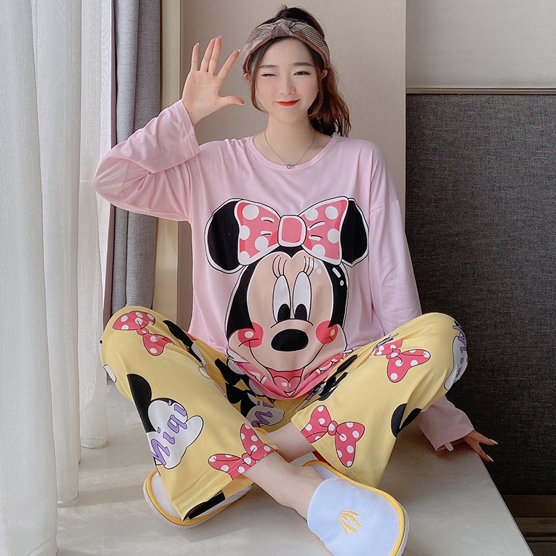 Bộ Đồ Ngủ Nữ Mặc Nhà Vải Co Giãn 4 Chiều - Quần Áo Dài Tay Váy Ở Nhà Mùa Xuân Thu Đông Hè Dễ Thương Ảnh Thật Video BĐN27 | BigBuy360 - bigbuy360.vn