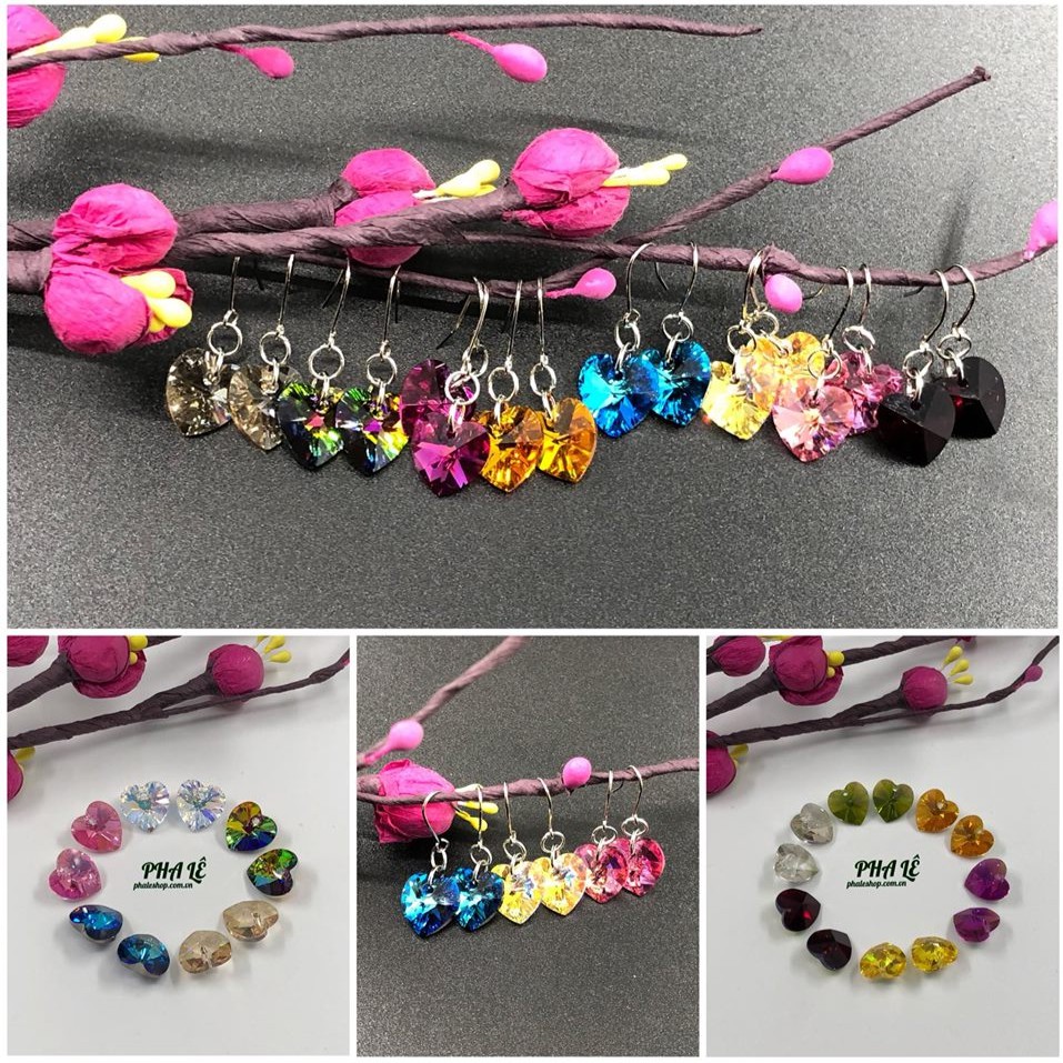 Bông Tai Pha Lê Hình Trái Tim S10mm Được Thiết Kế Từ Pha Lê Swarovski