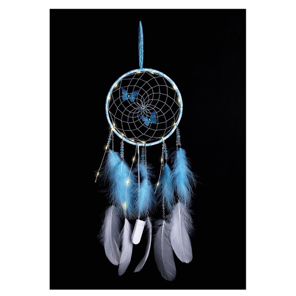 Chuông gió lưới bắt giấc mơ phối lông vũ nhiều màu tuyệt đẹp treo trang trí