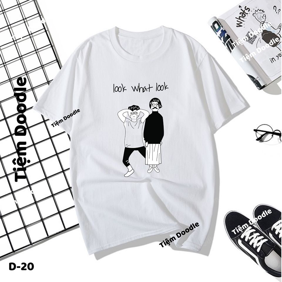 Áo thun nam nữ tay lỡ unisex oversize áo phông form rộng basic tee hình look what look