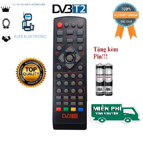 Điều khiển đầu thu truyền hình kỹ thuật số DVB T2 - Hàng tốt-Điện tử Alex-Tặng kèm pin