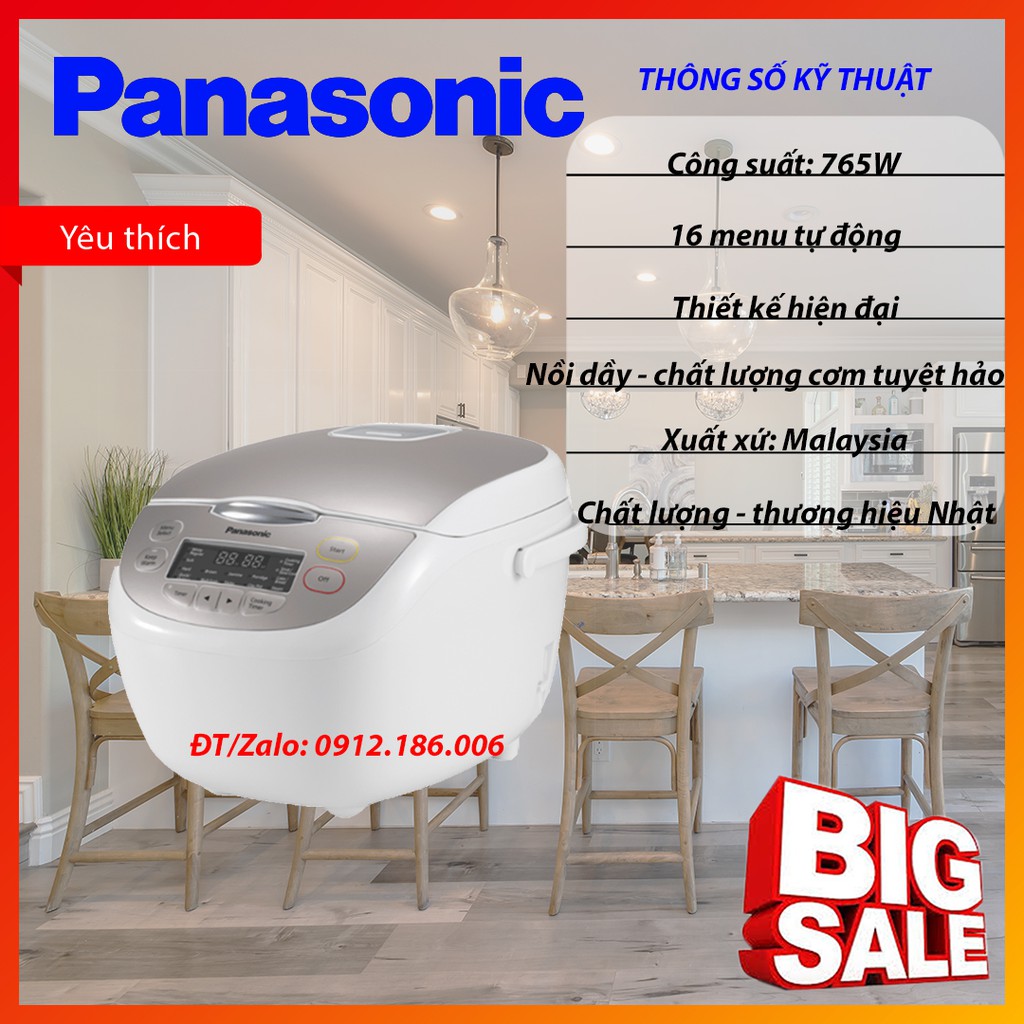 Nồi cơm điện tử 1.8L Panasonic SR-CP188NRA NK Malaysia chính hãng