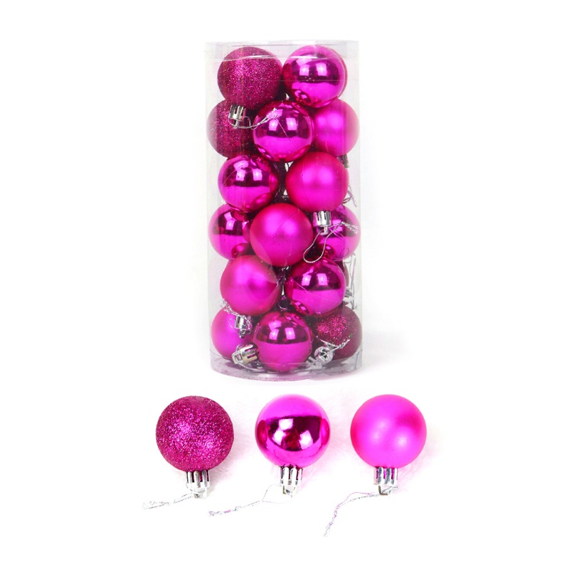 Bộ 24 Quả Châu 4/6/8cm Lấp Lánh Trang Trí Cây Thông Noel