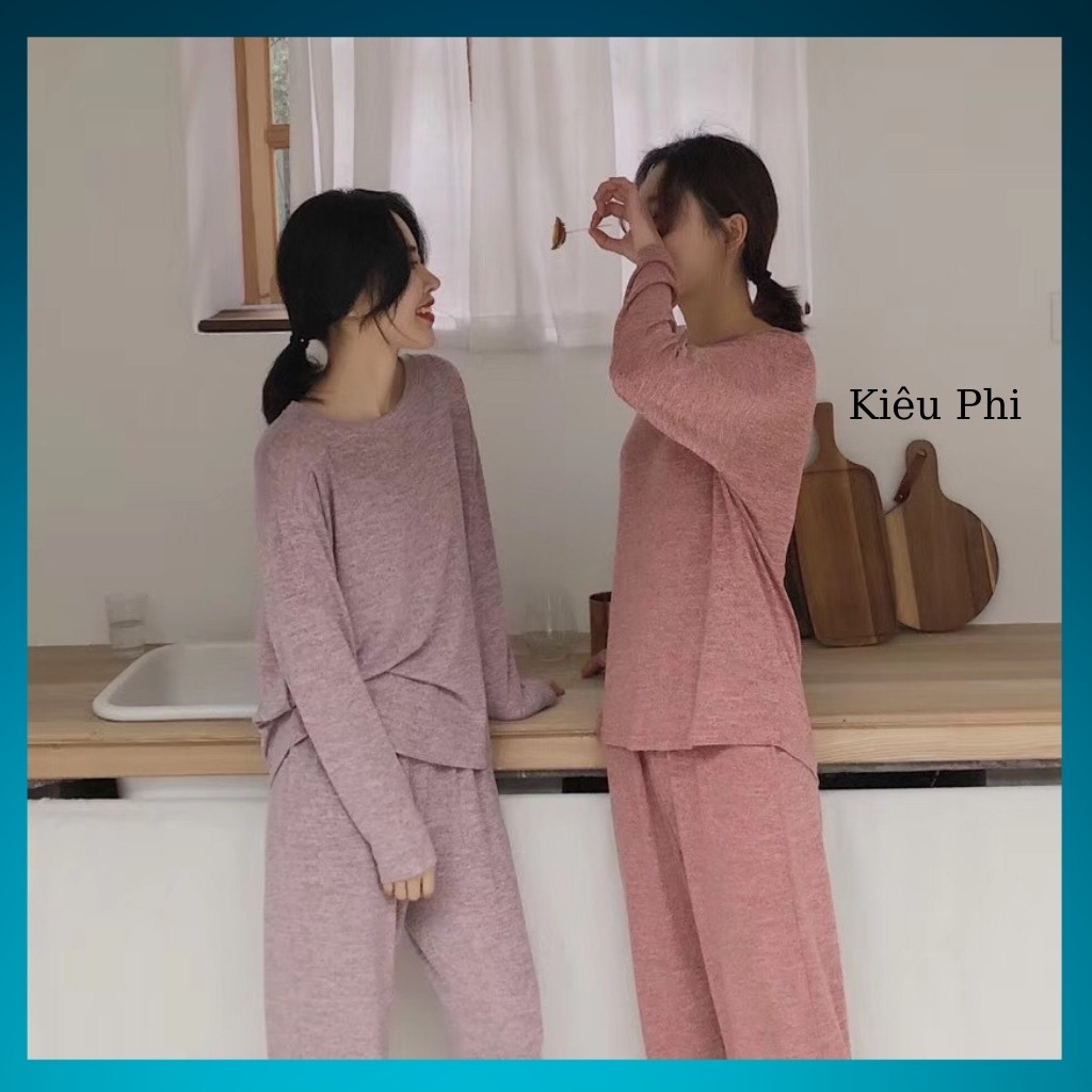 Bộ thu đông nữ cotton muối tiêu đồ bộ mặc nhà nữ co giãn hàng loại 1 chất siêu đẹp