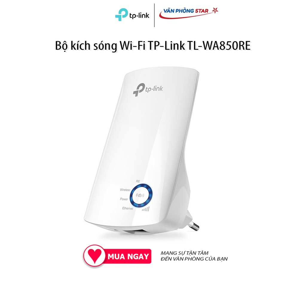 Bộ kích sóng WiFi TP-Link TL-WA850RE Chính Hãng tốc độ 300Mbps Kích thước nhỏ gọn và thiết kế gắn tường