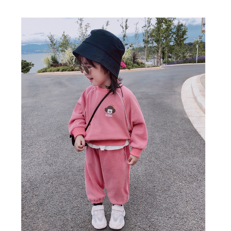 Bộ Áo Sweater Phối Quần Dài Giả Hai Lớp Dáng Rộng Thời Trang Xuân Thu Mới Cho Bé Gái