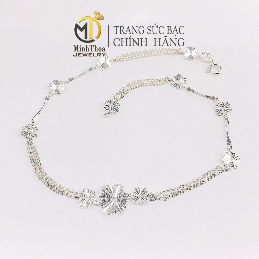 Lắc chân,lắc tay nữ bạc đẹp,vòng đeo tay,chân hoa phay trang sức bạc ta- Minh Thoa Jewelry