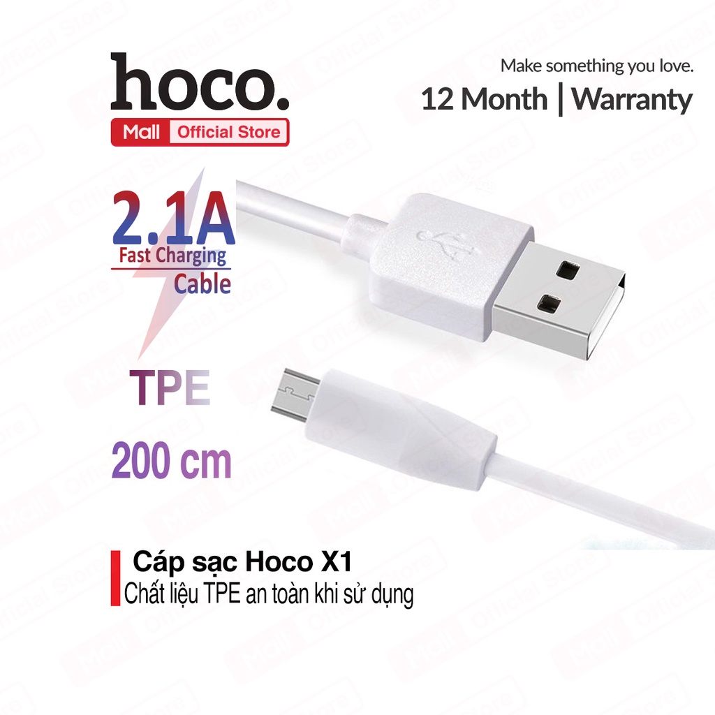 Cáp sạc Micro USB Hoco X1 dài 1m chất liệu TPE an toàn chống gẫy gập