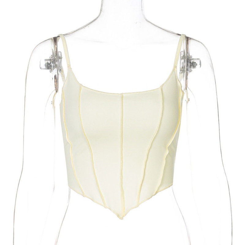 Áo Croptop Hai Dây Hở Lưng Cổ Vuông Họa Tiết Kẻ Sọc Phong Cách Quyến Rũ