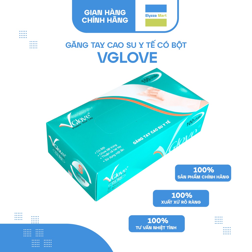 Găng Tay Y Tế Có Bột Vglove Màu Trắng (Hộp 100 Chiếc)