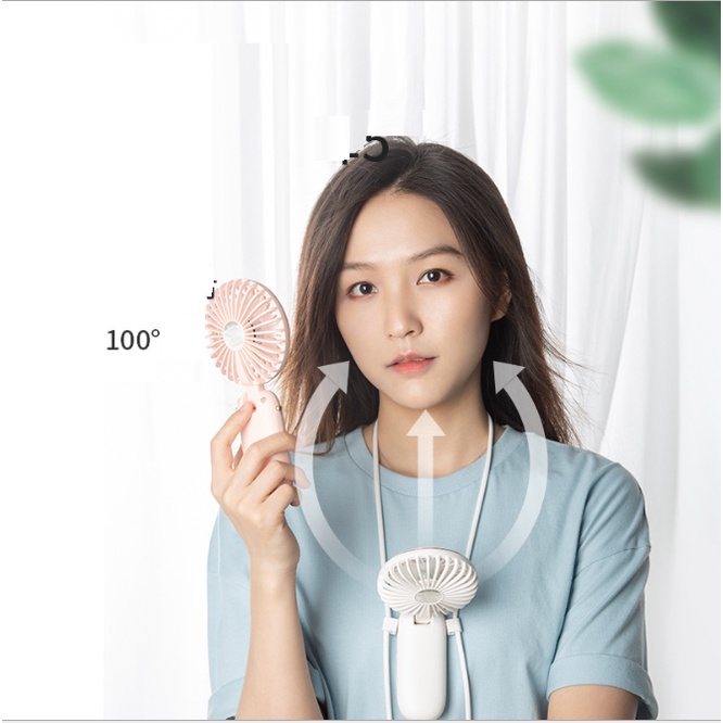 Quạt mini đeo cổ Freeship Quạt đeo cổ dùng pin sạc siêu mát, siêu êm