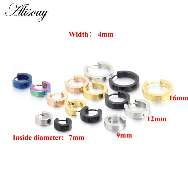 Set 2 Khuyên Tai Tròn Bằng Thép Không Gỉ Cá Tính Dành Cho Cả Nam Và Nữ