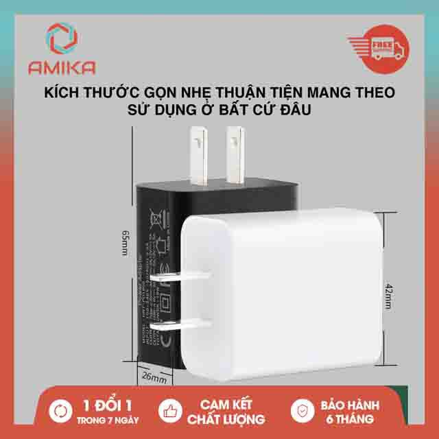 Cốc Củ Sạc Nhanh đa năng 2 cổng USB và Type-C Quick charge 3.0 cho smartphone Tablet. 1 ĐỔI 1 TRONG 7 NGÀY, BẢO HÀNH 6T