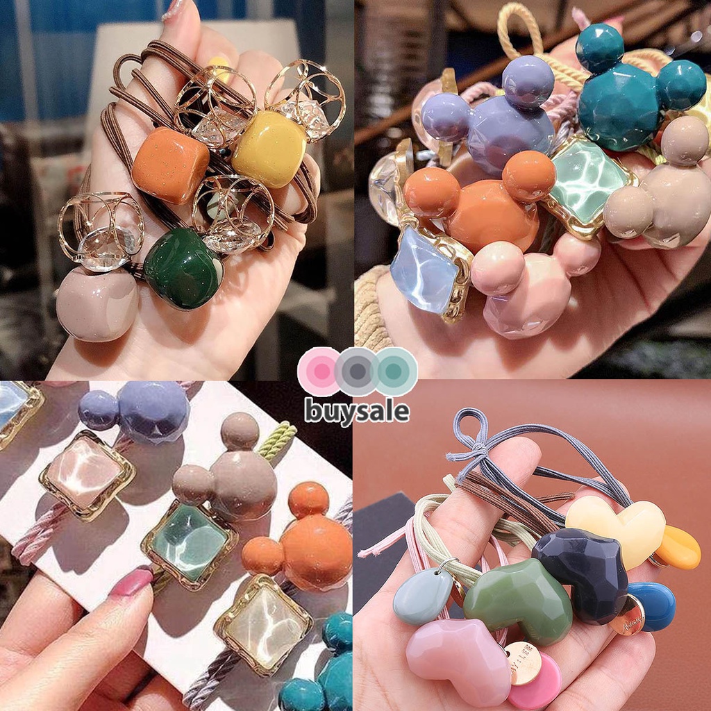 Dây cột tóc hình dáng phong phú đính đá màu kẹo ngọt nhiều kiểu dành cho các bạn nữ - Buysales - BSPK257