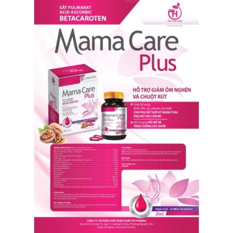 ✅Viên uống bổ sung Kẽm, Sắt. Vitamin Mama CarePlus (hộp 30v)