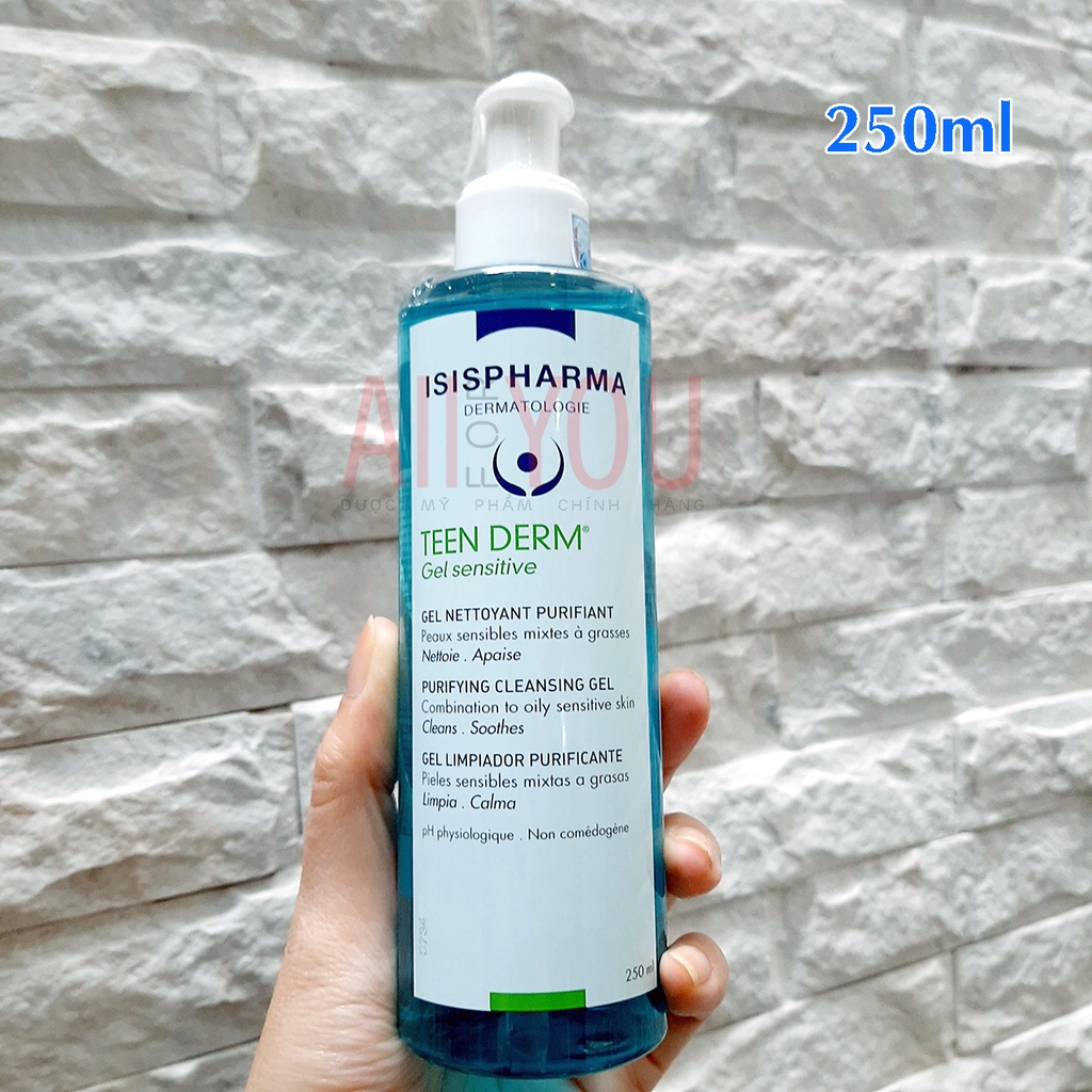 ISIS Pharma Teen Derm Gel Sensitive 100mL & 250mL - Gel Rửa Mặt Giảm Nhờn Mụn Cho Da Nhạy Cảm