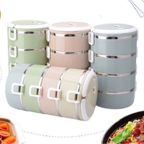 Hộp Cơm Giữ Nhiệt Đa Năng 4 Tầng Lúa Mạch - Cạp Lồng giữ nhiệt 4 tầng chống tràn
