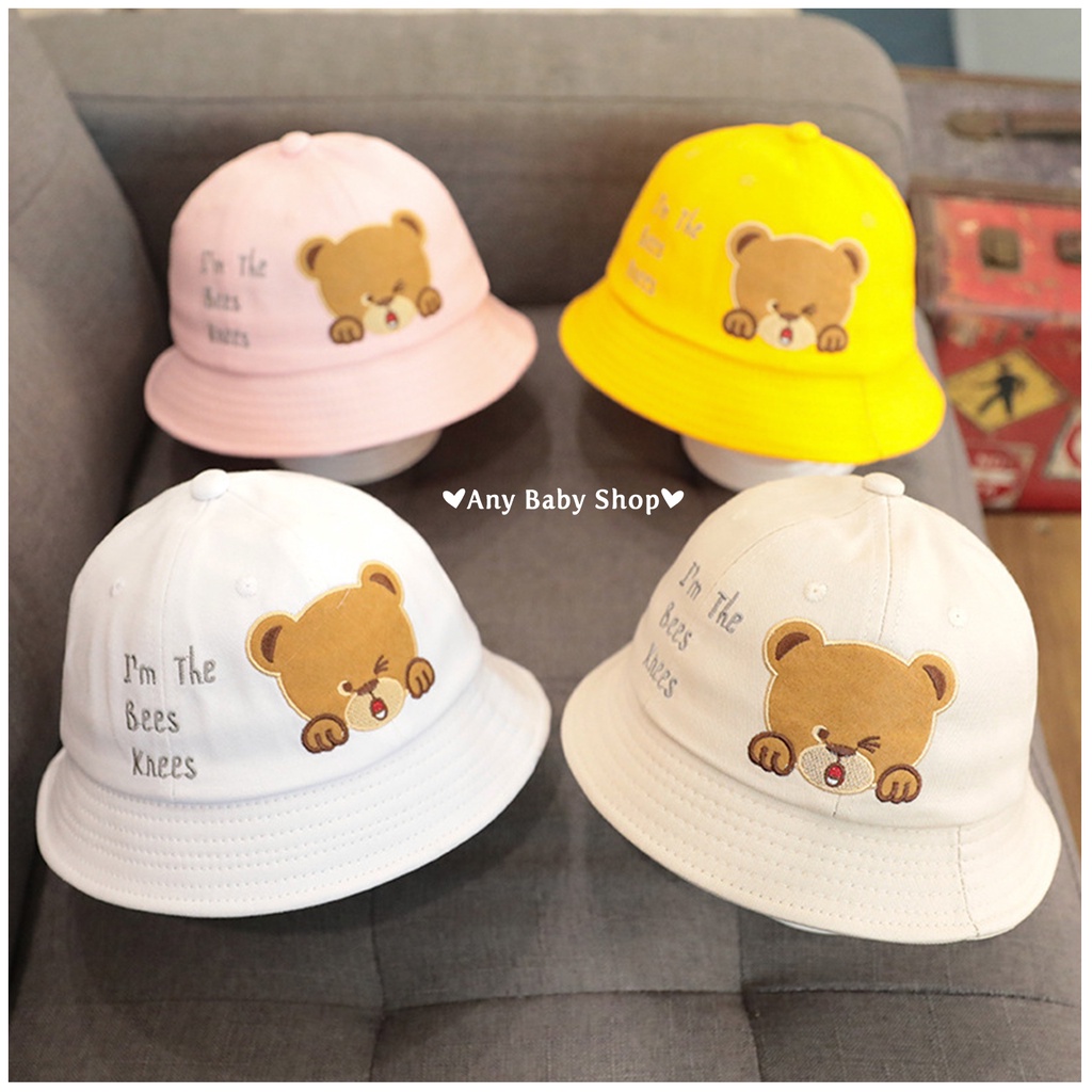 Mũ nón Bucket nỉ rộng vành thời trang cho bé trai và bé gái hình gấu nháy mắt nhiều màu siêu cute    ❣❣