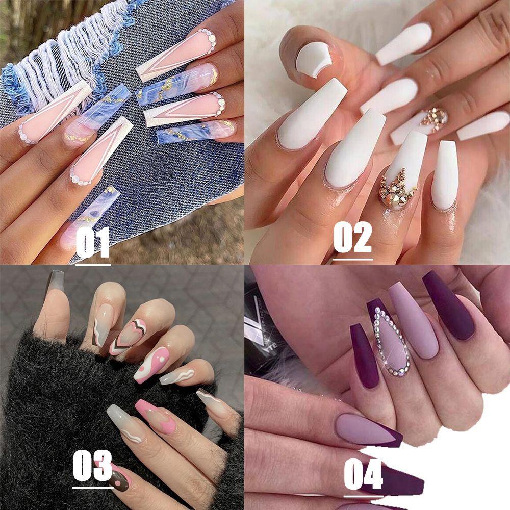 MIHAN1 24pcs/Box Ballerina Wearable Detachable Nail Tips Coffin False Nails Artificial Manicure Tool Press On Nails Full Cover Fake Nails