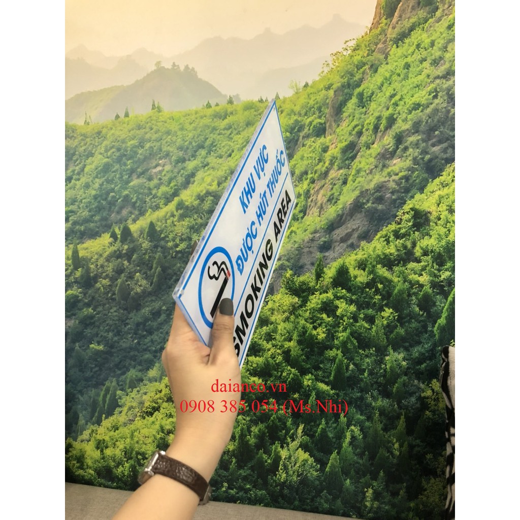 [HCM] Giảm giá Bảng báo khu vực hút thuốc chất liệu mica-  KT 15x30cm- Hình thật, có sẵn