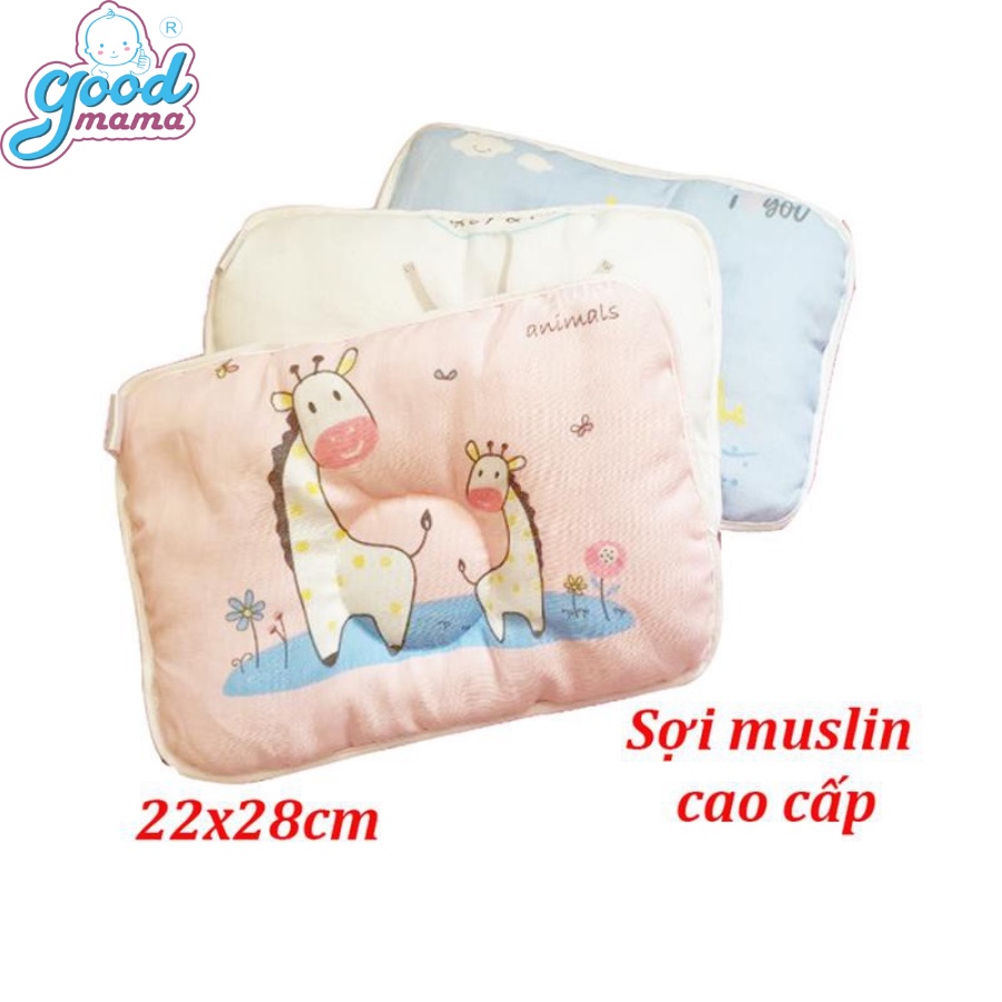 Gối xô sơ sinh Goodmama Chính Hãng| Gối sơ sinh sợi tre chống bẹp đầu cho bé