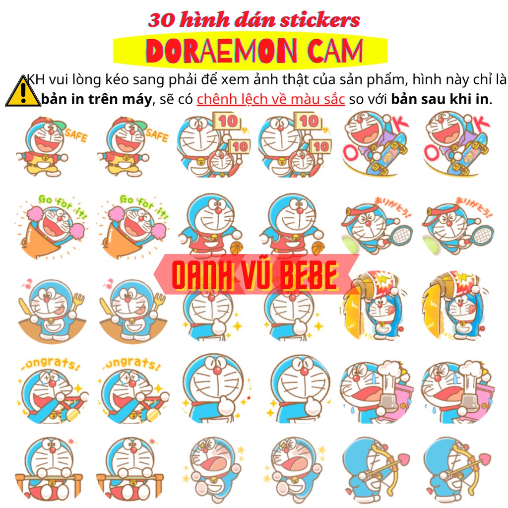 30 HÌNH DÁN Sticker Doraemon - mã 1402