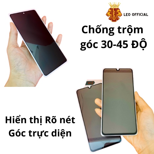 Kính cường lực chống nhìn trộm oppo A3s A5s A52 A53 A54 A55 A56 A57 A5  A9 -Full màn- Độ trong HD+
