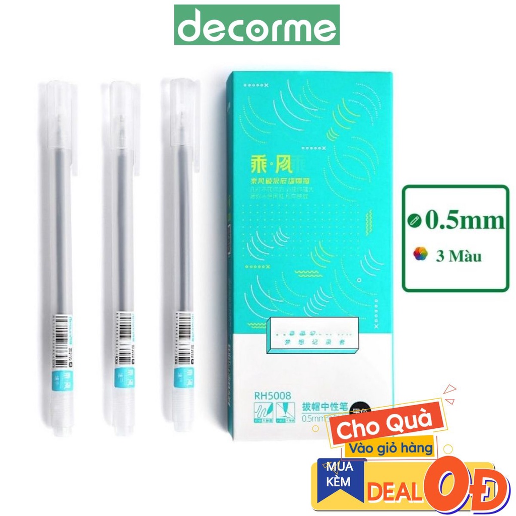 Bút gel Resun 3 màu đen xanh đỏ Decrome bút nước Muji bãi bản dupe (lẻ 1 chiếc)