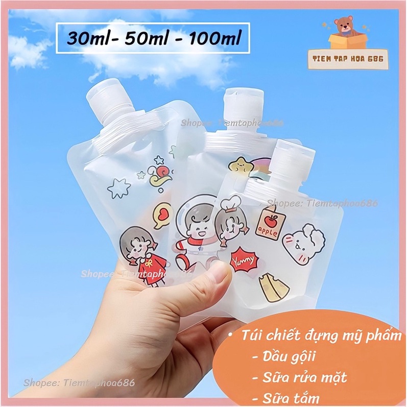 Chai chiết mỹ phẩm - túi đựng dầu gội, sữa tắm💥 FREESHIP 💥 Túi đựng mỹ phẩm du lịch trong suốt tiện lợi 30ml/50ml/100ml