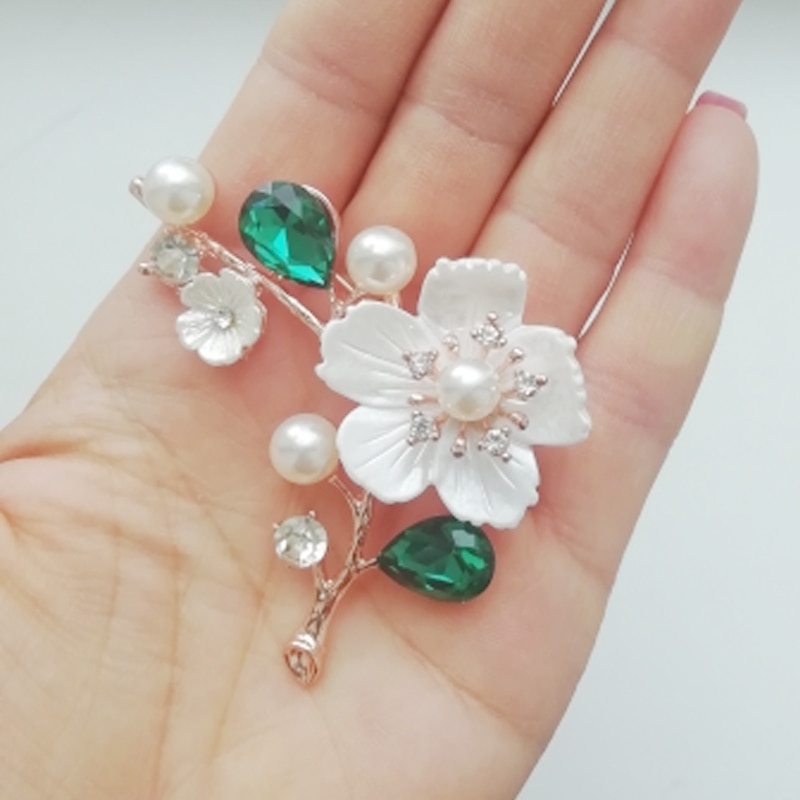 Ghim Cài Áo Hình Vỏ Sò Đính Ngọc Trai Nhân Tạo Thời Trang