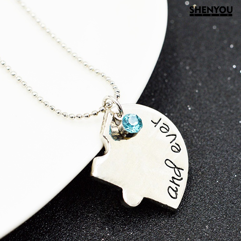 Set 4 dây chuyền mặt họa tiết mảnh ghép trái tim khắc chữ "Best Friend Forever And Ever Bff"