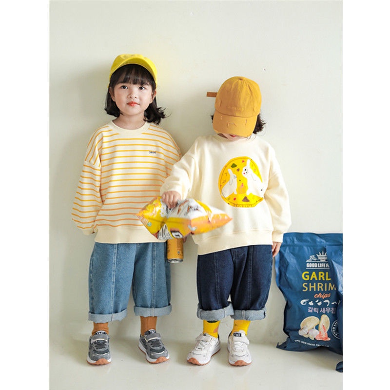 Áo Hoodie Tay Dài Dáng Rộng In Họa Tiết Hoạt Hình Thời Trang Xuân Thu 2022 Cho Bé Trai / Gái