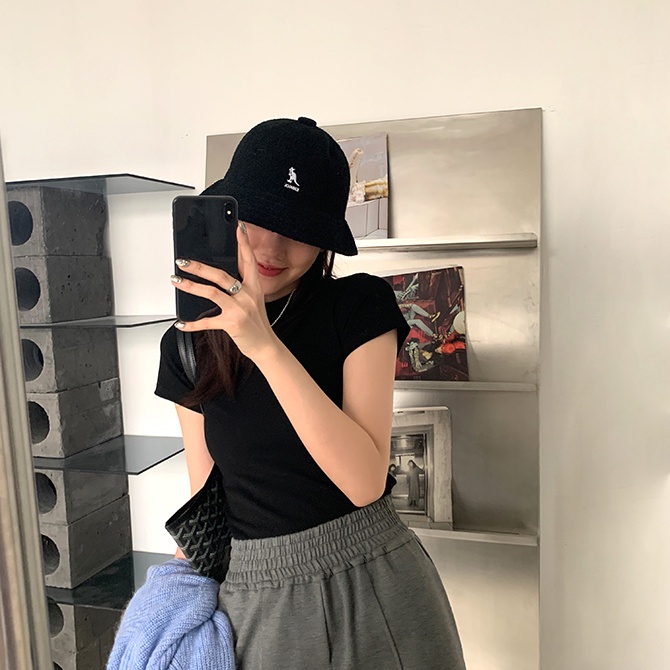 SUXI Áo Thun Tay Ngắn Cổ Tròn Màu Sắc Đơn Giản Cho Nữ