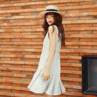Đầm caro xanh đuôi cá