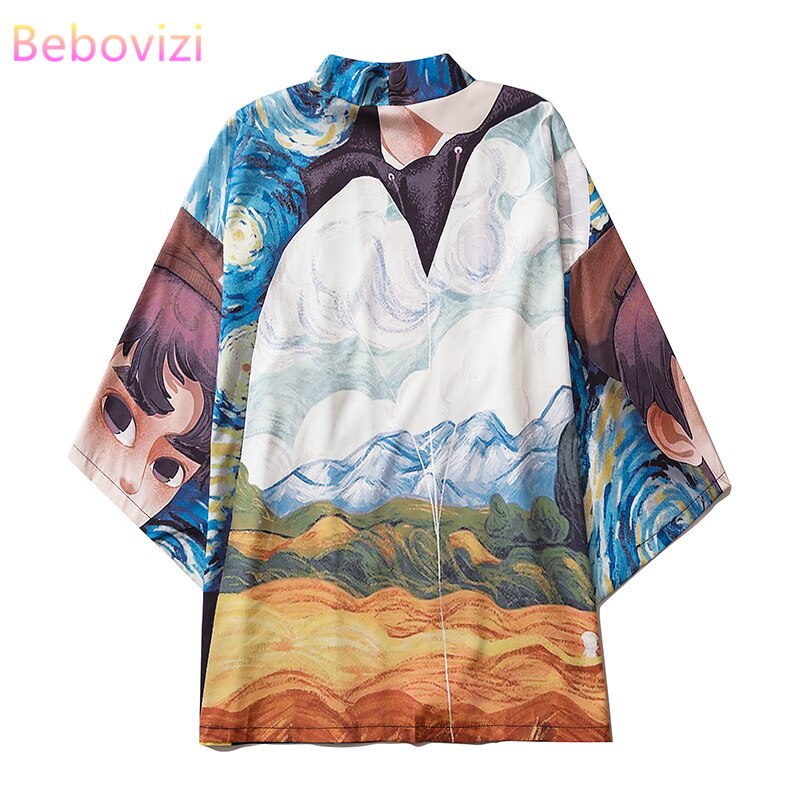 M-XXL Fashion Cartoon Anime Asian Streetwear Cardigan Women Men Harajuku Haori Japanese Kimono Cosplay   Yukata Clothes