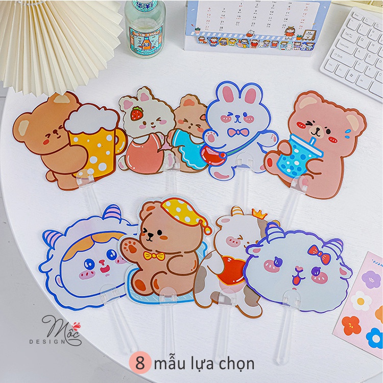 Quạt cầm tay mini họa tiết hoạt hình dễ thương 2 mặt đi học, du lịch